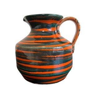 Vintage Mid Century Italian Ceramic Tiger Stripe Pitcher